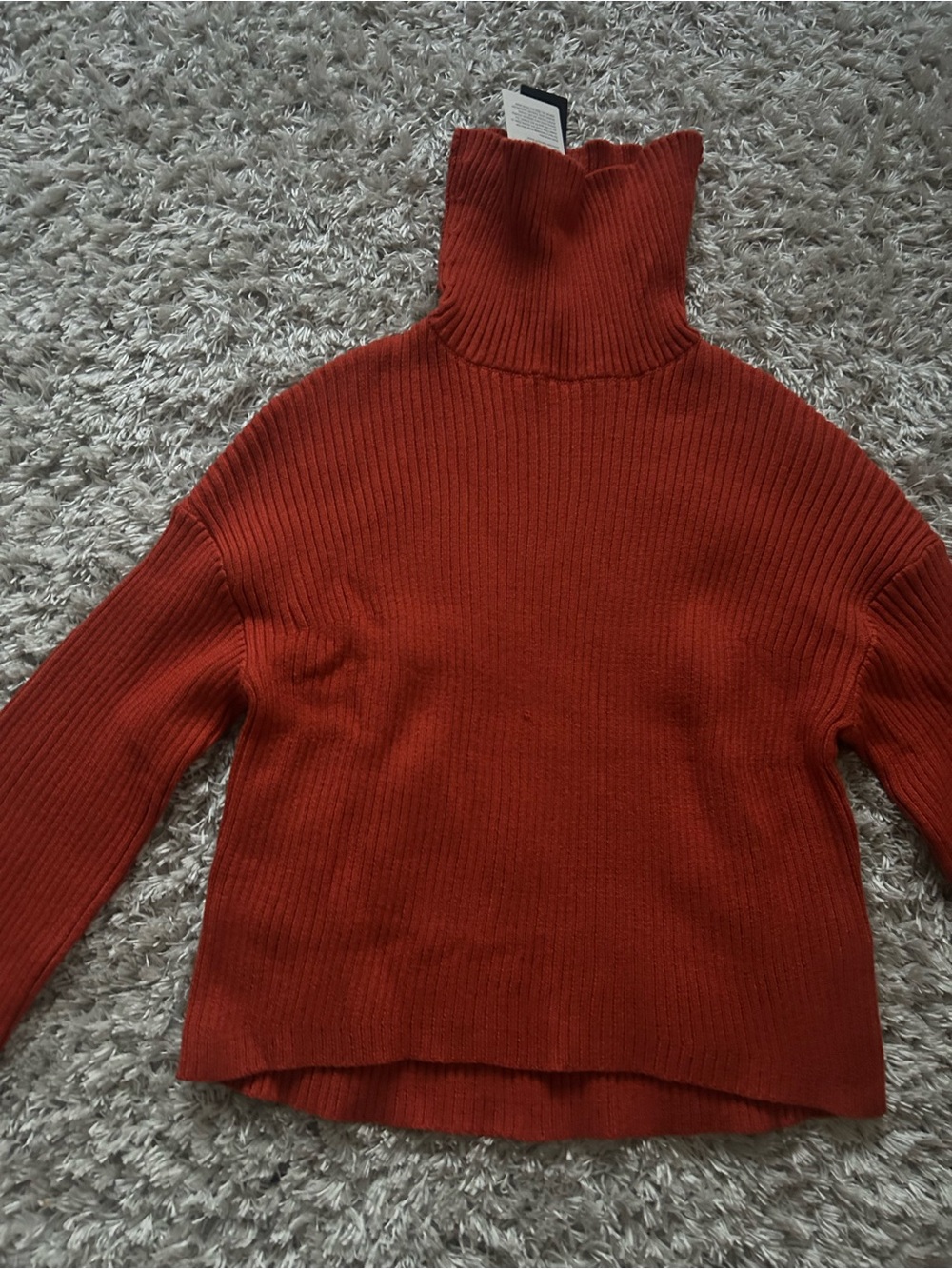 Women's Ribbed Turtleneck Sweater in Rust